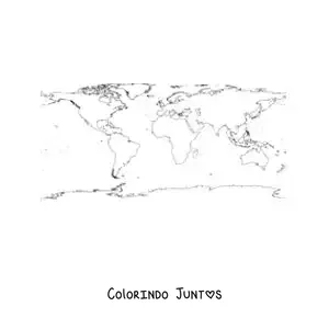 Desenho para colorir de mapa do mundo com projeção equirretangular