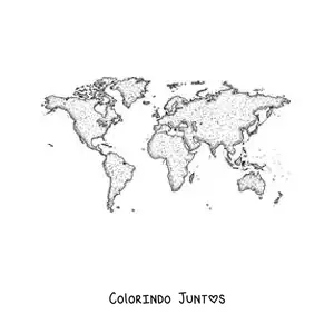 Desenho para colorir de mapa do mundo