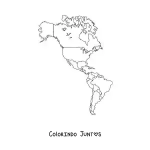 Desenho para colorir de mapa do continente americano sem nomes
