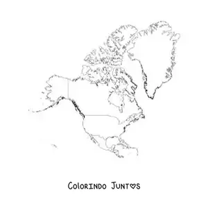 Desenho para colorir de mapa da América do Norte sem nomes