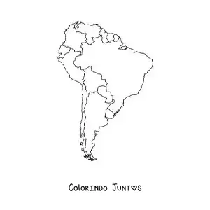Desenho para colorir de mapa da América do Sul sem nomes