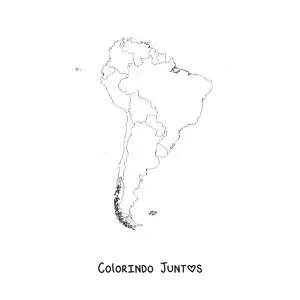 Desenho para colorir de mapa da América do Sul