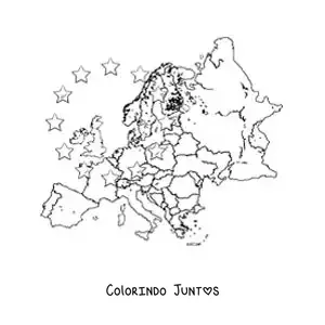 Desenho para colorir de mapa do continente europeu sem nomes