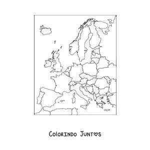Desenho para colorir de mapa político do continente europeu