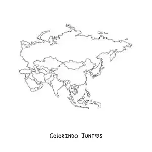 Desenho para colorir de mapa do continente asiático sem nomes