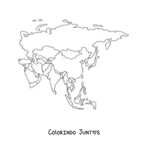 Desenho para colorir de mapa da Ásia
