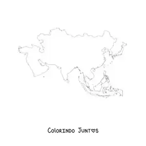 Desenho para colorir de mapa político da Ásia sem nomes