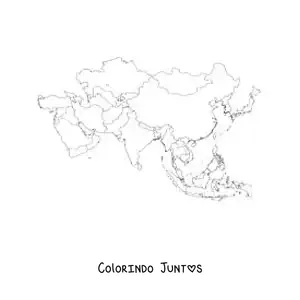 Desenho para colorir de mapa político da Ásia