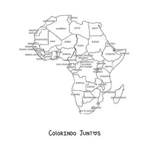 Desenho para colorir de mapa político da África com nomes