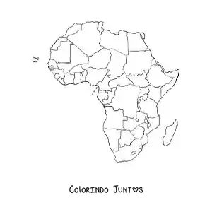 Desenho para colorir de mapa político da África