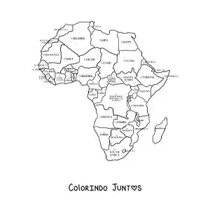 Desenho para colorir de mapa do continente africano com nomes