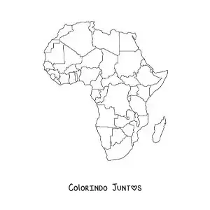 Desenho para colorir de mapa político do continente africano