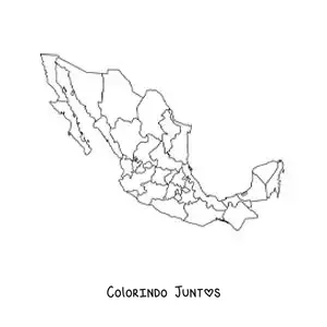 Desenho para colorir de mapa político do México