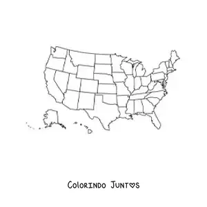 Desenho para colorir de mapa político dos Estados Unidos