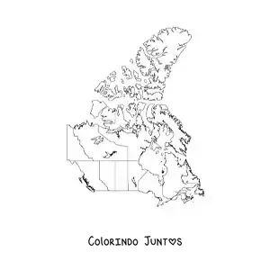 Desenho para colorir de mapa político do Canadá
