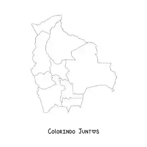 Desenho para colorir de mapa político da Bolívia