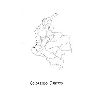 Desenho para colorir de mapa político da Colômbia