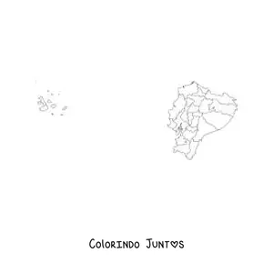 Desenho para colorir de mapa político do Equador