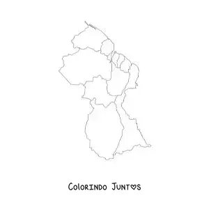 Desenho para colorir de mapa político da Guiana