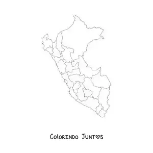 Desenho para colorir de mapa político do Peru