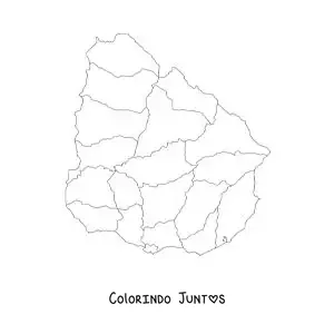 Desenho para colorir de mapa político do Uruguai