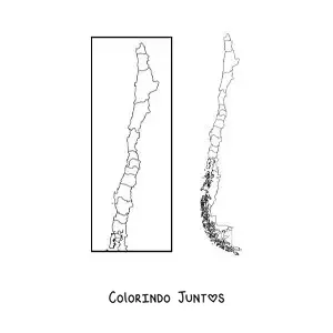 Desenho para colorir de mapa político do Chile
