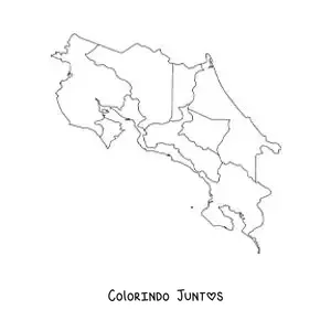 Desenho para colorir de mapa político da Costa Rica
