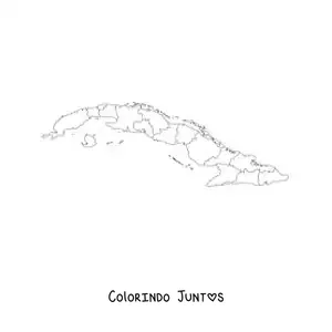 Desenho para colorir de mapa político de Cuba