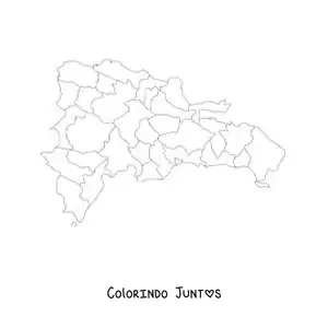 Desenho para colorir de mapa político da República Dominicana