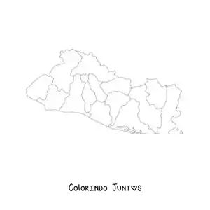 Desenho para colorir de mapa político de El Salvador