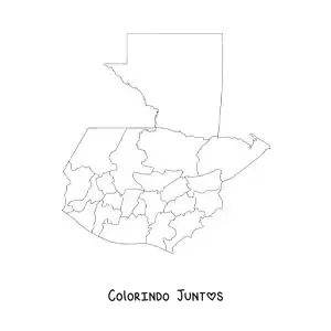 Desenho para colorir de mapa político da Guatemala
