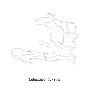 Desenho para colorir de mapa político do Haiti