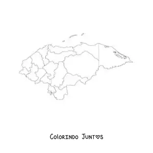 Desenho para colorir de mapa político de Honduras