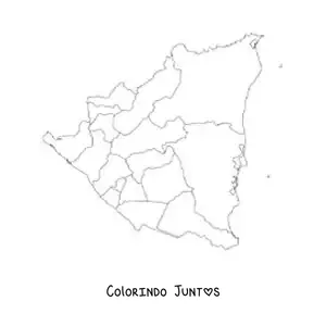Desenho para colorir de mapa político da Nicarágua