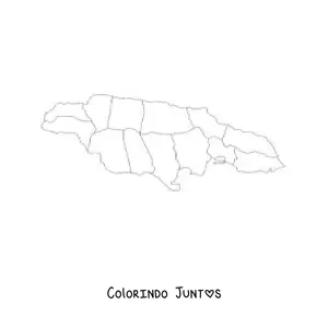 Desenho para colorir de mapa político da Jamaica
