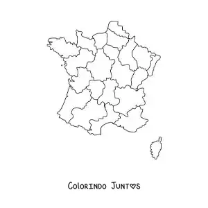 Desenho para colorir de mapa político da França