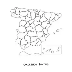 Desenho para colorir de mapa político da Espanha