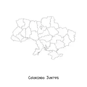 Desenho para colorir de mapa político da Ucrânia