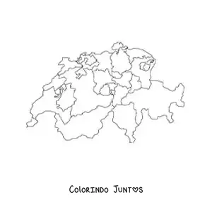 Desenho para colorir de mapa político da Suíça