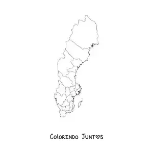 Desenho para colorir de mapa político da Suécia