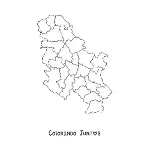 Desenho para colorir de mapa político da Sérvia