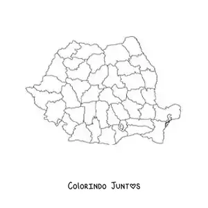 Desenho para colorir de mapa político da Romênia