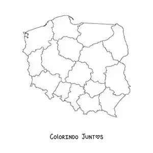 Desenho para colorir de mapa político da Polônia