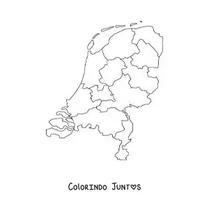 Desenho para colorir de mapa político dos Países Baixos