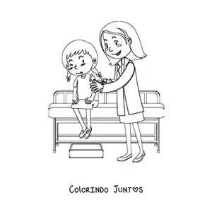 Desenho para colorir de uma pediatra aplicando uma injecao em uma menina