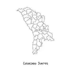 Desenho para colorir de mapa político da Moldávia