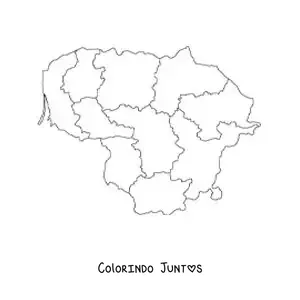 Desenho para colorir de mapa político da Lituânia