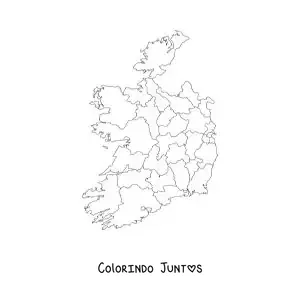 Desenho para colorir de mapa político da Irlanda