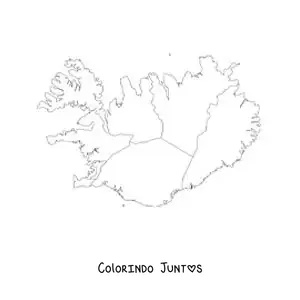 Desenho para colorir de mapa político da Islândia