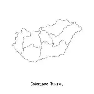 Desenho para colorir de mapa político da Hungria